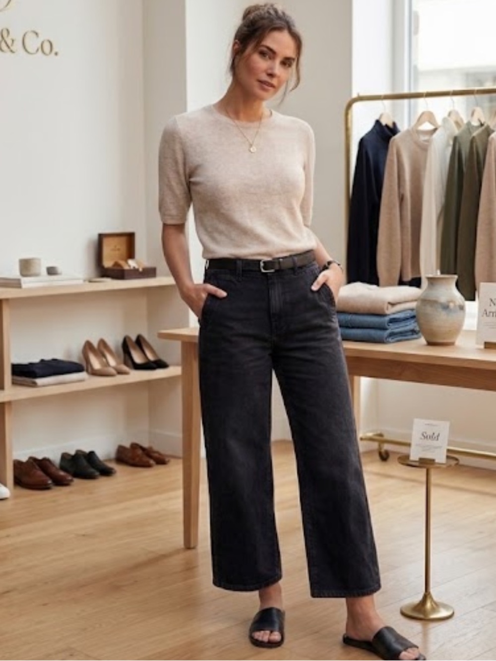 J.Crew Black Wide Leg Jeans Size 28 Whiskered Denim
II